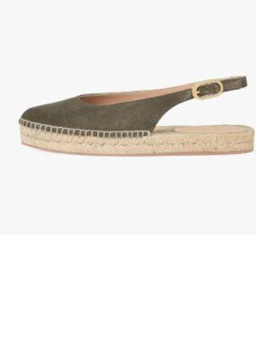 FOWT Olive Closed Round Toe Espadrille Slingback Backstrap Buckle Slip on Shoes